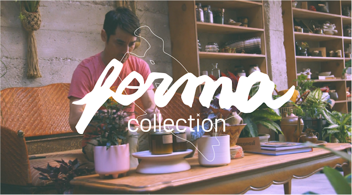 In front of a person in a decorated room is text that reads "Forma Collection."
